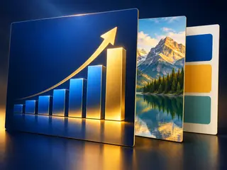 A presentation deck with a chart and visual slide.